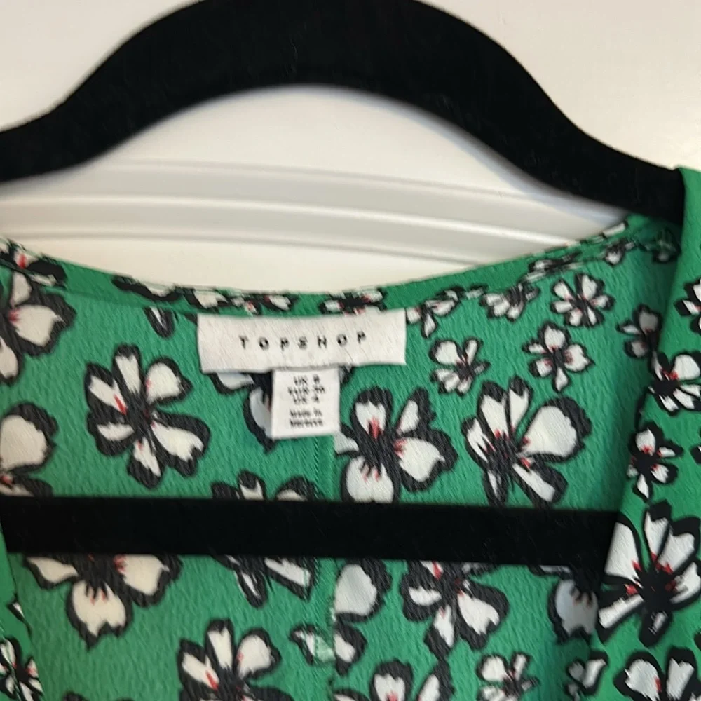 Topshop Green Floral Dress - Size 4